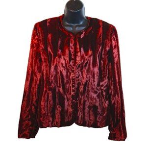 Valerie Stevens  90’s Formal Faux  Fur Textured Blazer in dark red size PL